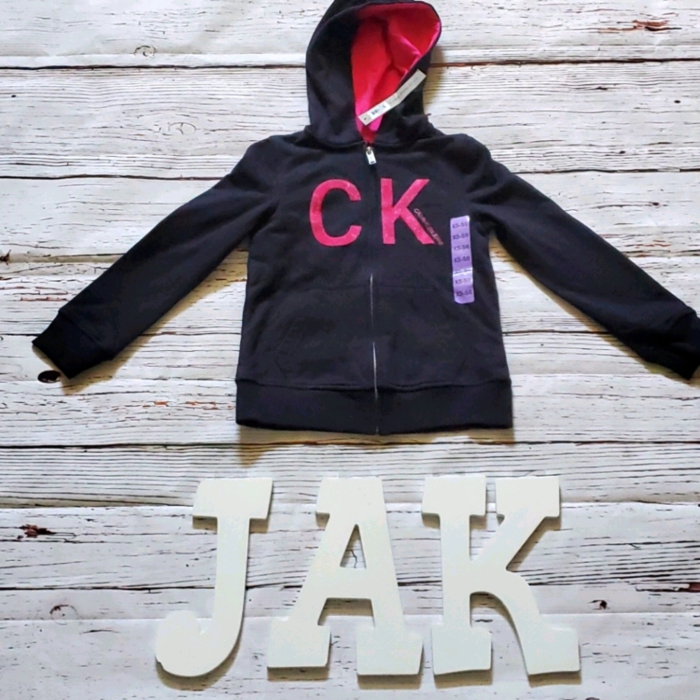 🆕️ CALVIN KLEIN GIRLS BLACK HOODED SWEATER